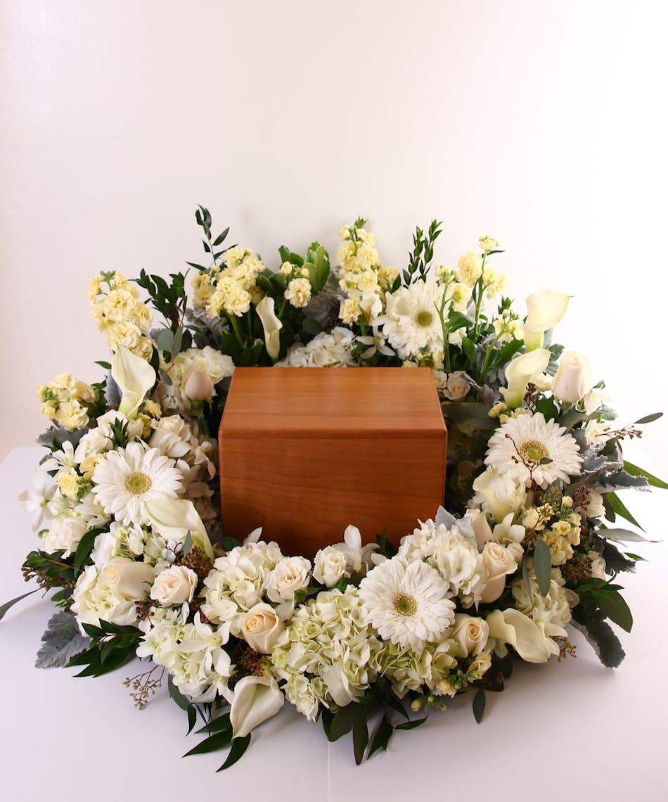 Cream & Ivory Creation or Urn Wreath Kittelberger Florist