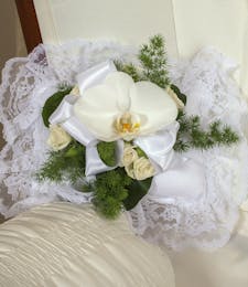 Elegant White Satin Pillow