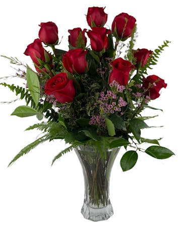 Dozen Roses in Premium Vase