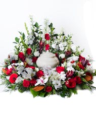 Red and White Urn Display